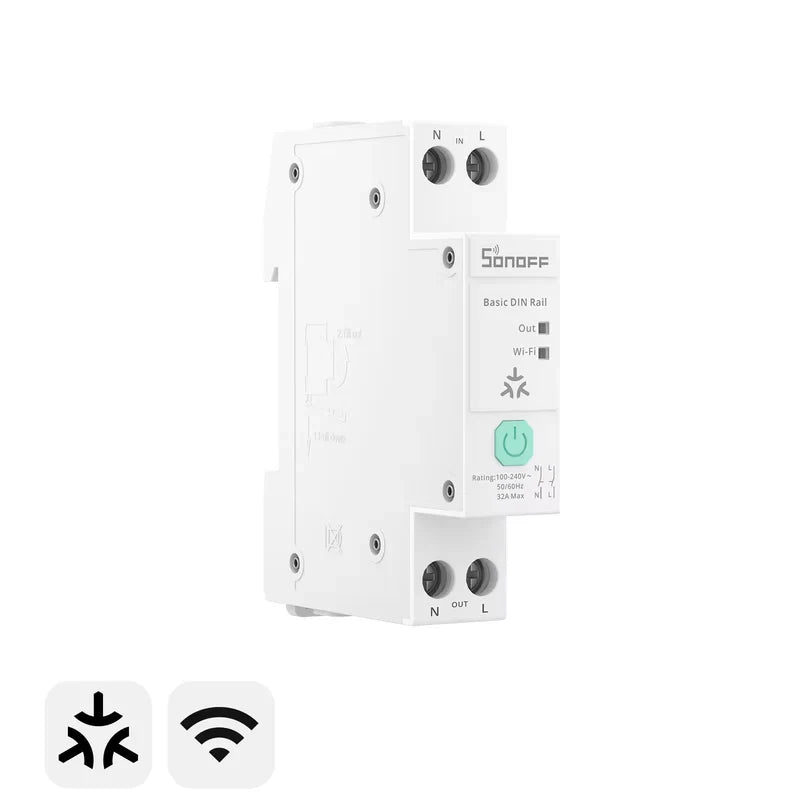 SONOFF Basic DIN Rail – Pametni 32A relejni modul za namestitev na DIN letev z merjenjem porabe energije
