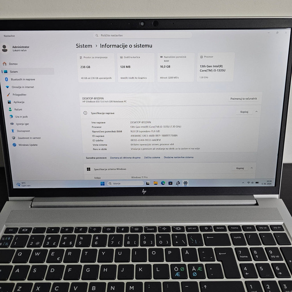 HP EliteBook 650 G10 - 16GB - 256GB- I5 1335U