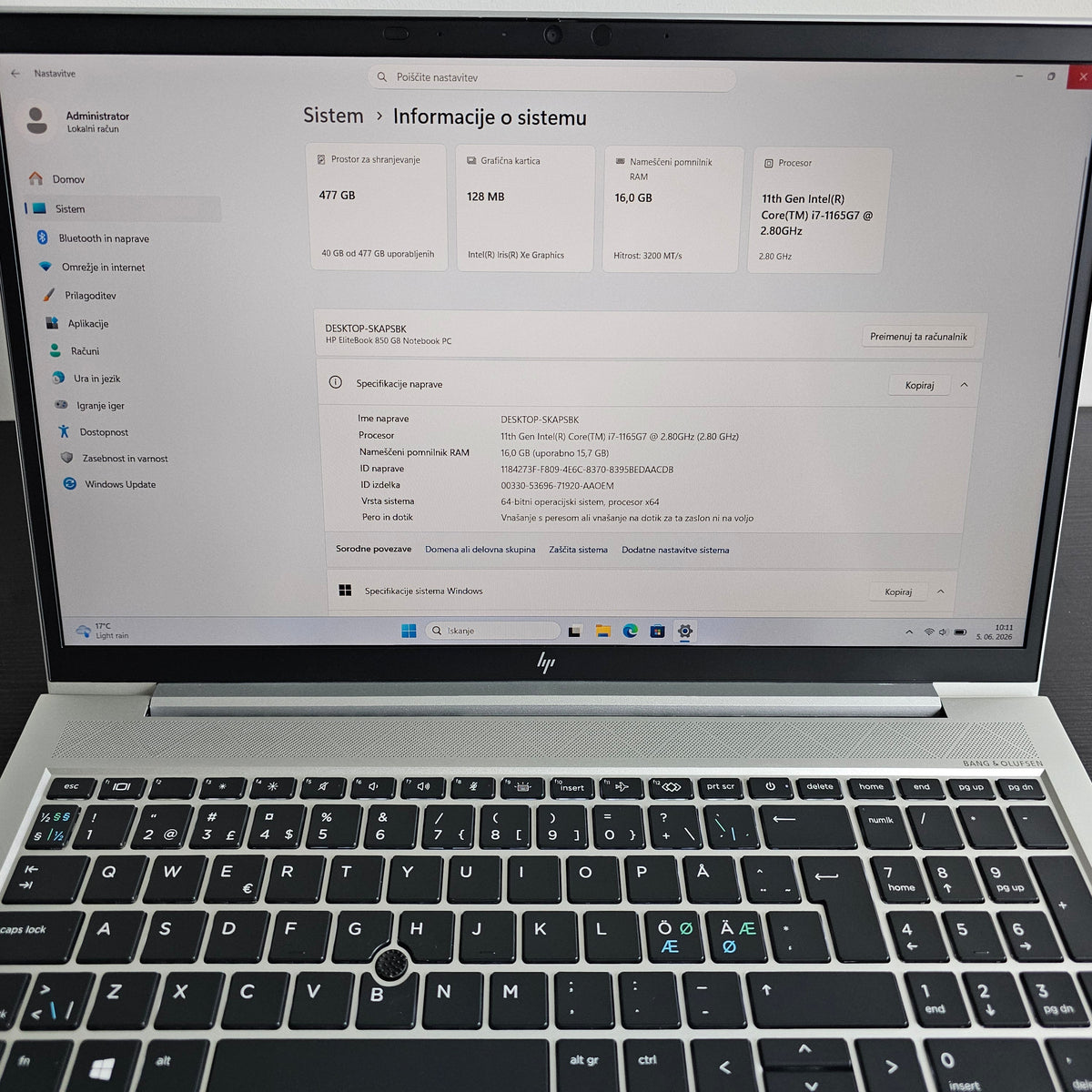 HP EliteBook 850 G8 - 32GB - 512GB - I7 1165G7