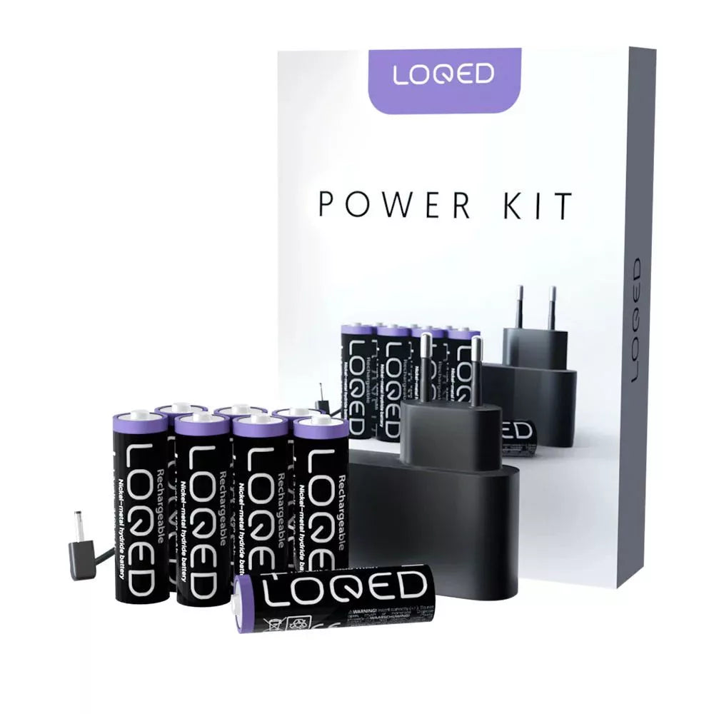 Shelly LOQED Power Kit – Charging adapter with 8× AA Ni-MH rechargeable batteries