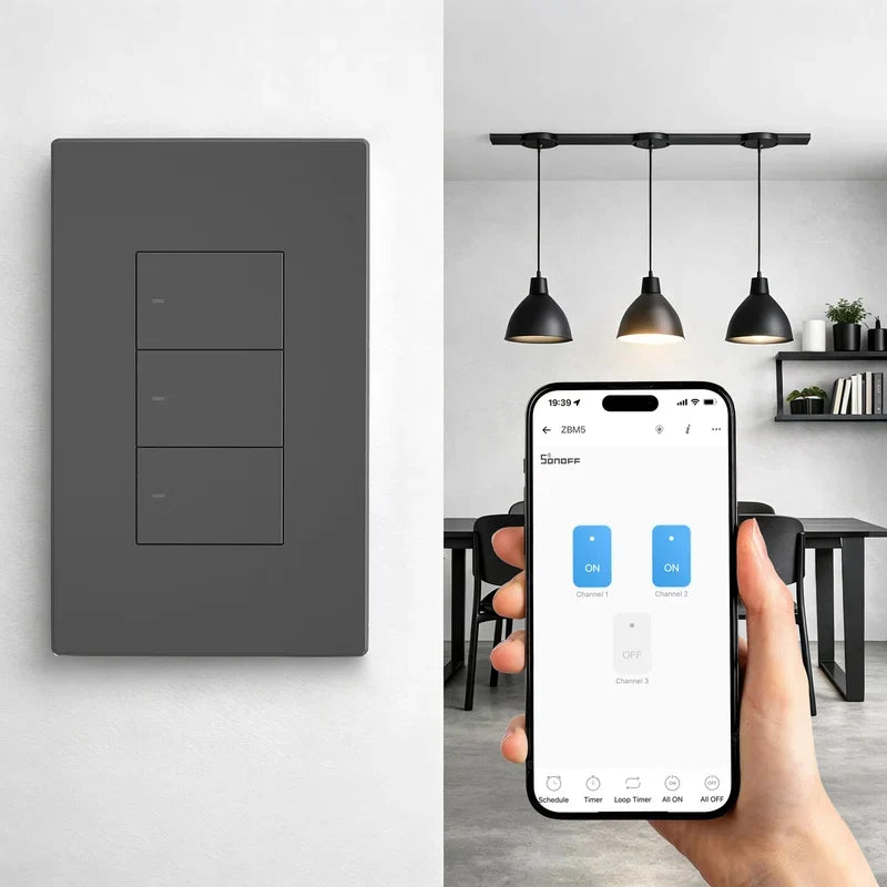 SONOFF SwitchMan M5 Wi-Fi - Matter Smart Wall Switch, 3-Gang, Modular Version