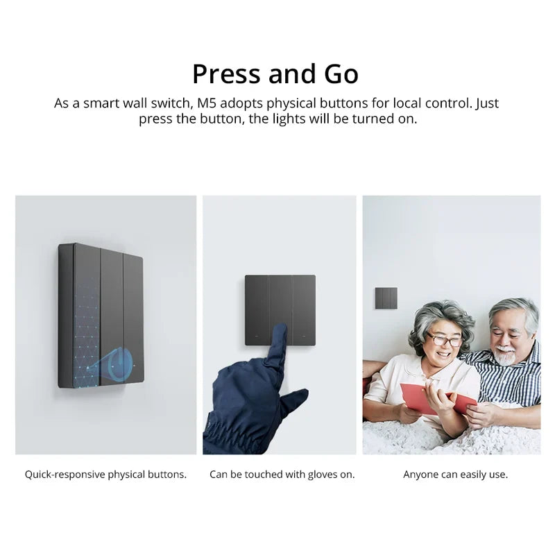 SONOFF SwitchMan M5 Wi-Fi - Matter Smart Wall Switch, 3-Gang, Modular Version