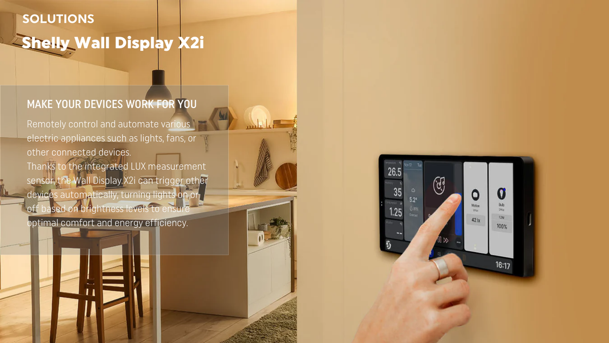 Shelly Wall Display X2i – stenska nadzorna plošča in stikalo za luč