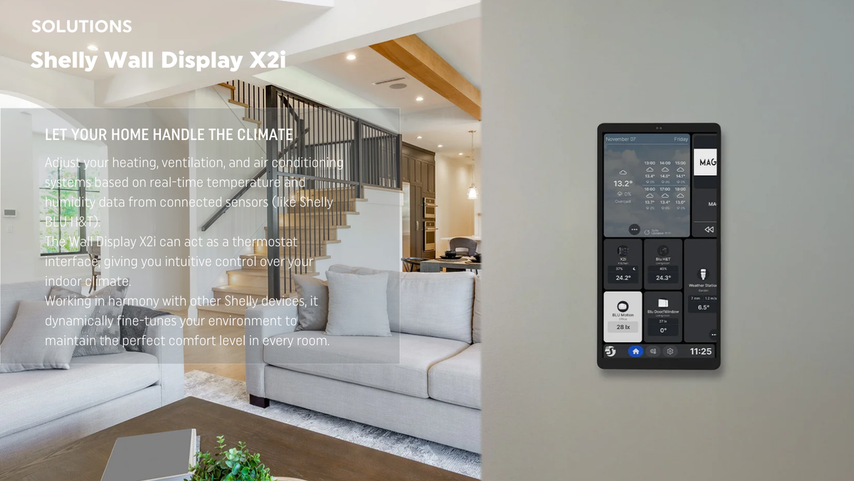 Shelly Wall Display X2i – stenska nadzorna plošča in stikalo za luč