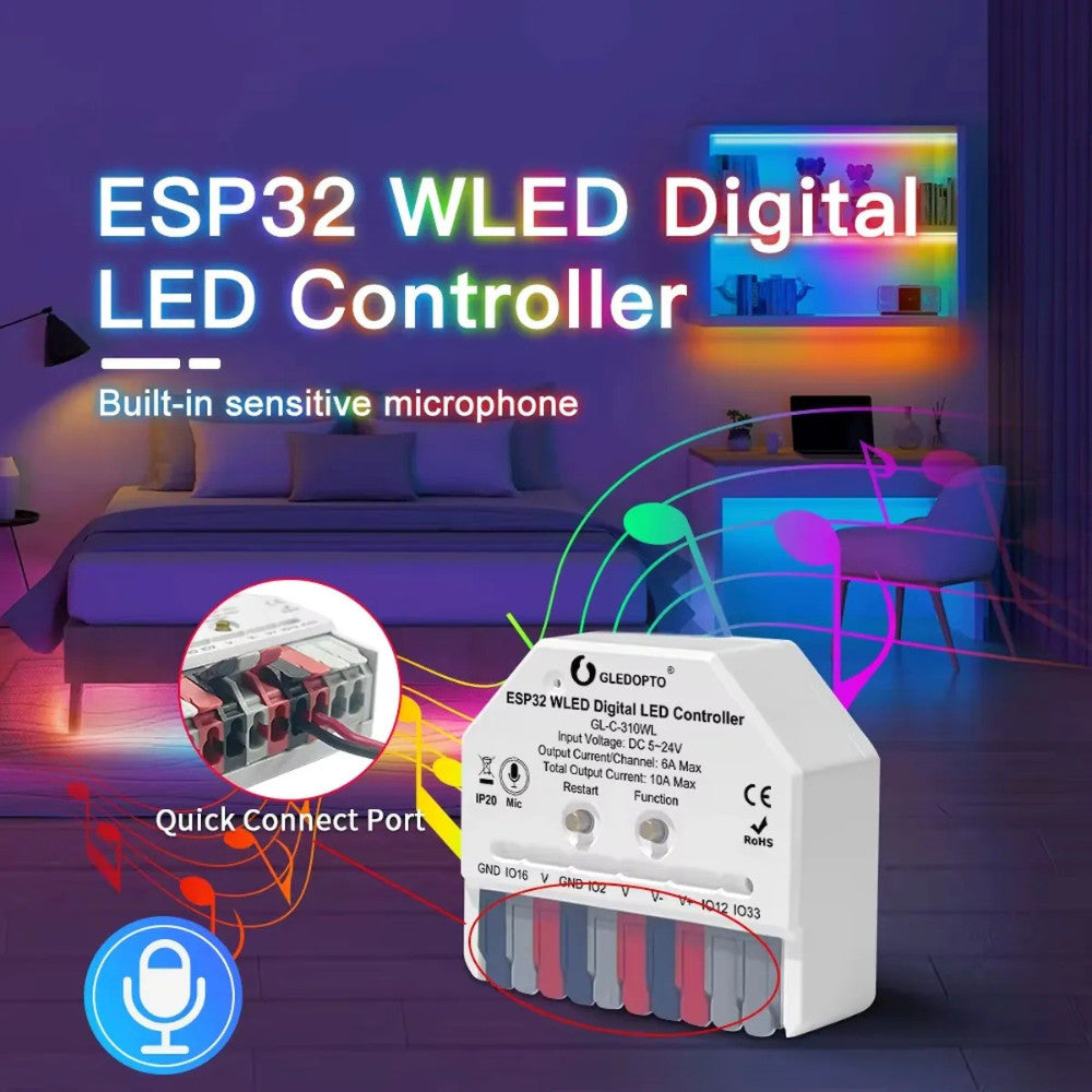 Gledopto ESP32 Mini WLED digitalni LED krmilnik