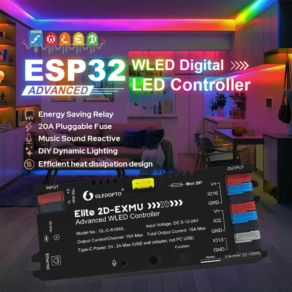 Gledopto Elite 2D-EXMU advanced WLED controller