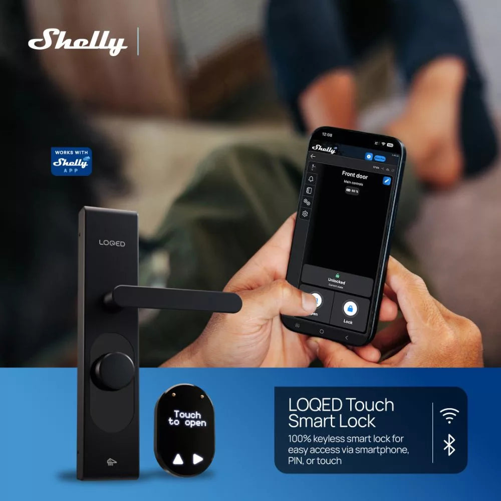 Shelly LOQED Smart Wi-Fi + Bluetooth Touch Lock, Silver Version