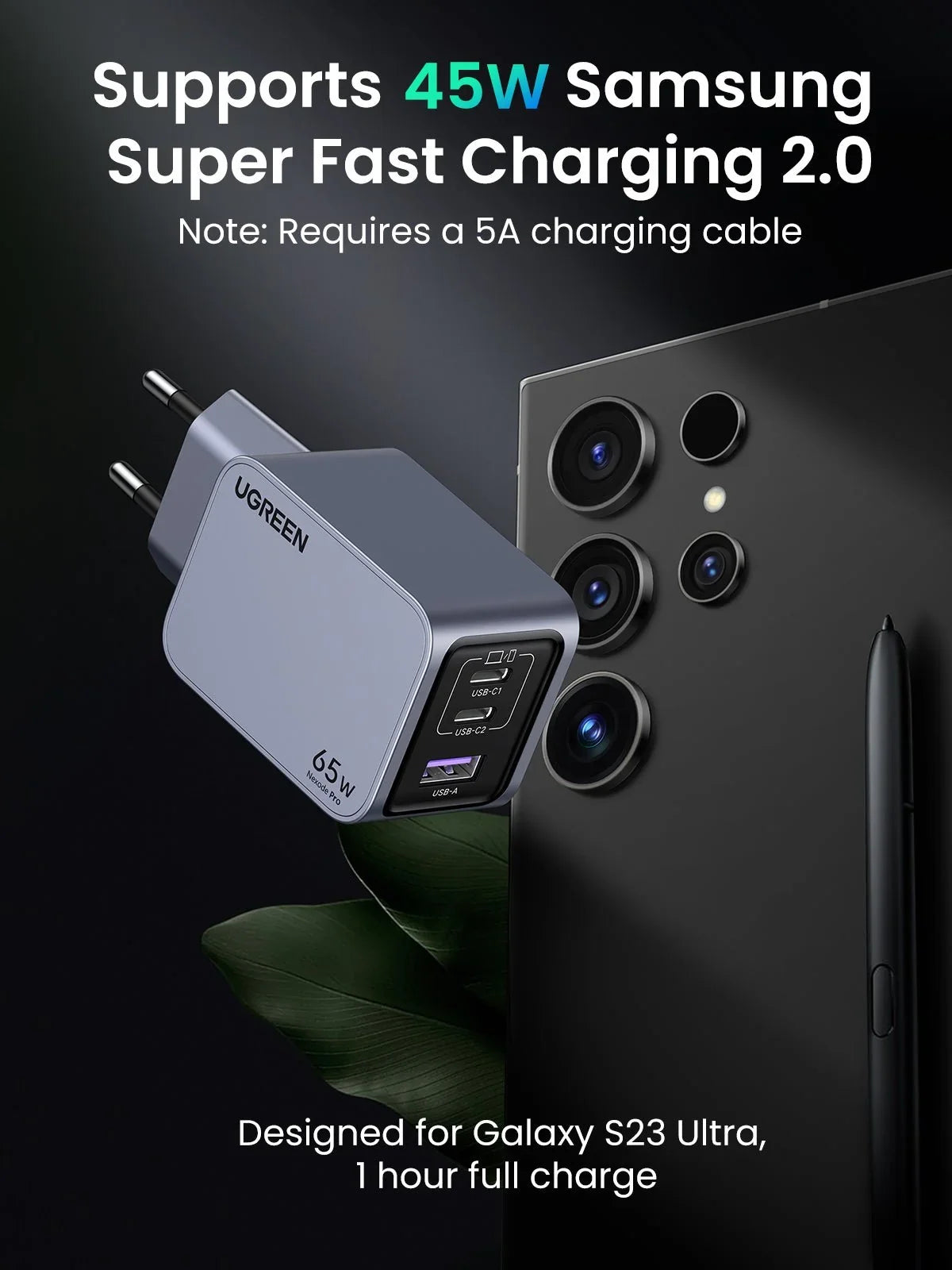 UGREEN Nexode Pro 65W 3-Port GaN Mini Fast Charger (Open Box)