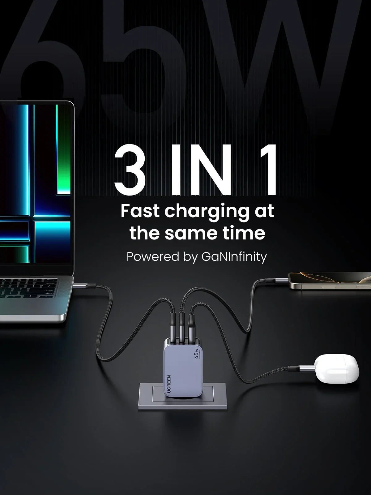 UGREEN Nexode Pro 65W 3-Port GaN Mini Fast Charger (Open Box)